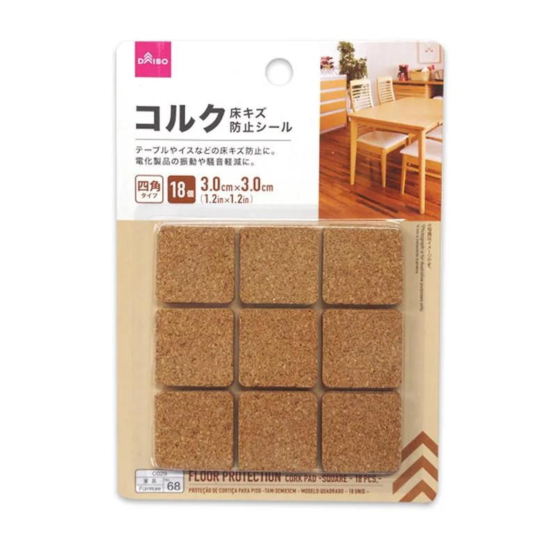 Floor Scratch Protection Cork Sheet Square Type Middle 18Pcs