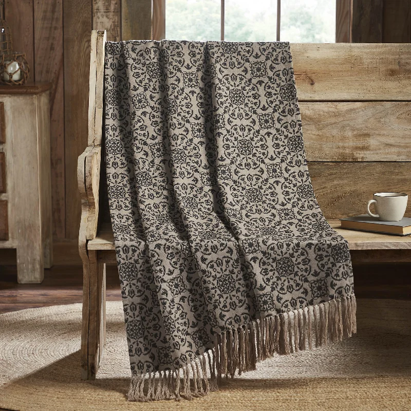 Custom House Black Tan Jacquard Woven Throw 50x60