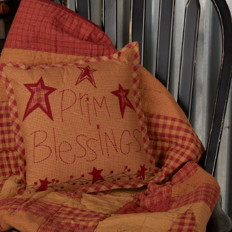 Ninepatch Star Prim Blessings Pillow 12x12 VHC Brands