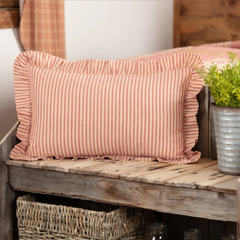 Sawyer Mill Red Ticking Stripe Fabric Pillow 14x22 VHC Brands