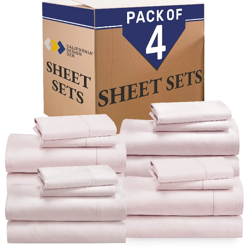 Bulk Pack of 4 Sheet Sets Mixed High Thread Count Open Box Pink