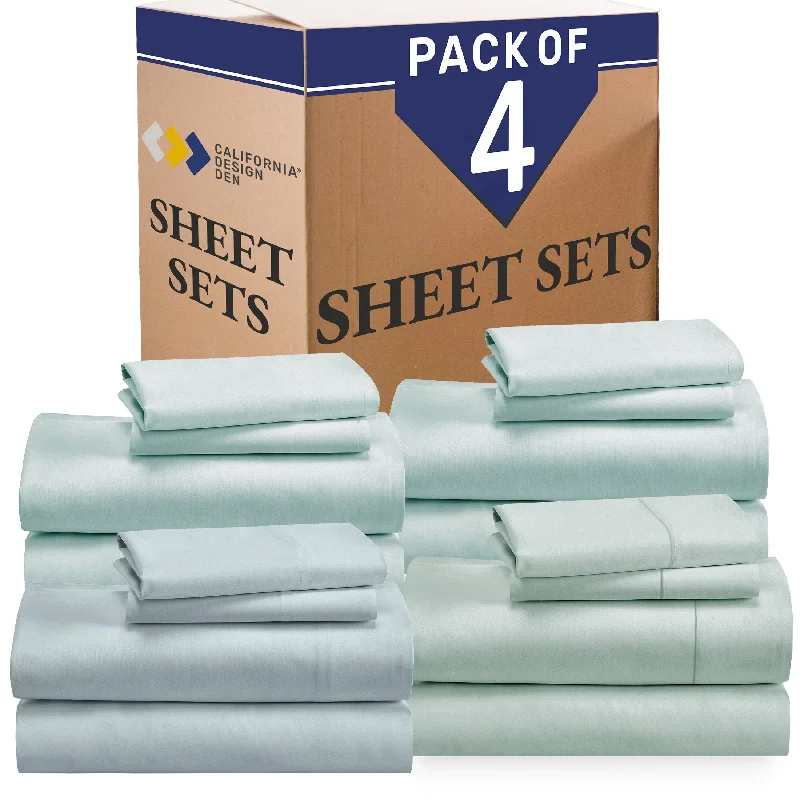 Bulk Pack of 4 Sheet Sets Mixed High Thread Count Open Box Seafoam