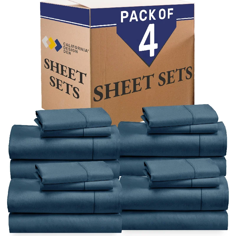 Bulk Pack of 4 Sheet Sets Mixed High Thread Count Open Box Peacock Blue