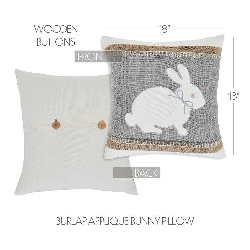 Burlap Applique Bunny Pillow 18x18