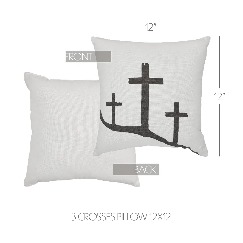 Risen 3 Crosses Pillow 12x12