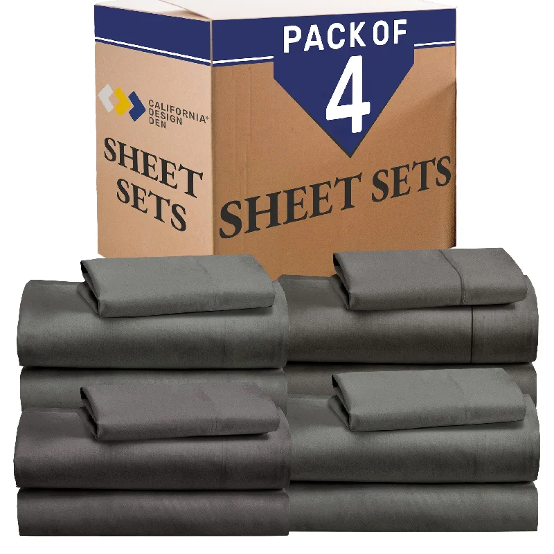 Bulk Pack of 4 Sheet Sets Mixed High Thread Count Open Box Grey