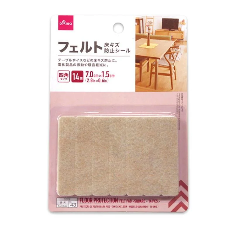 Floor Scratch Protector Felt And Adhesive Type Rectangular Type 14P Approx.2.7In.X0.5In.