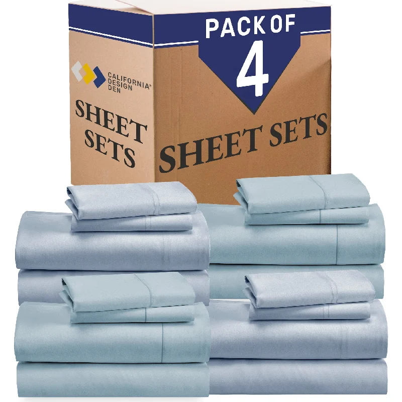 Bulk Pack of 4 Sheet Sets Mixed High Thread Count Open Box Sky Blue