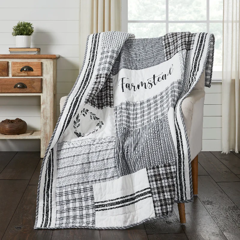 Sawyer Mill Black Stenciled Patchwork Throw 60x50 VHC Brands