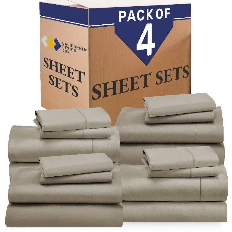 Bulk Pack of 4 Sheet Sets Mixed High Thread Count Open Box Taupe