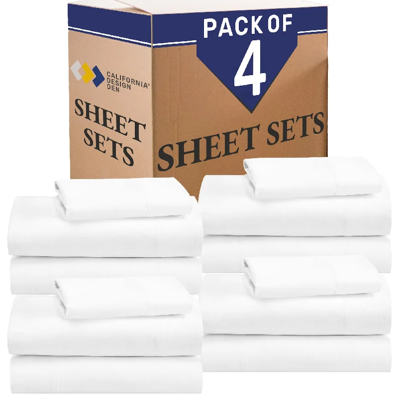 Bulk Pack of 4 Sheet Sets Mixed High Thread Count Open Box White