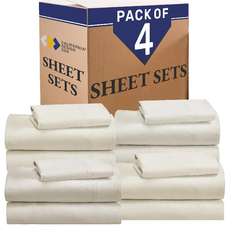 Bulk Pack of 4 Sheet Sets Mixed High Thread Count Open Box Ivory