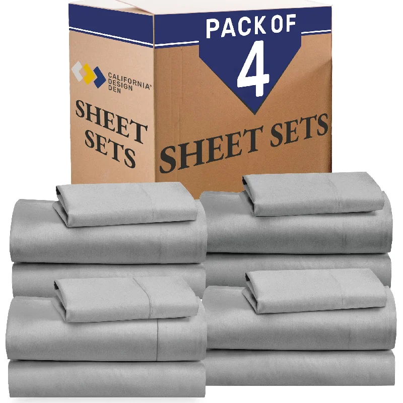 Bulk Pack of 4 Sheet Sets Mixed High Thread Count Open Box Light Grey