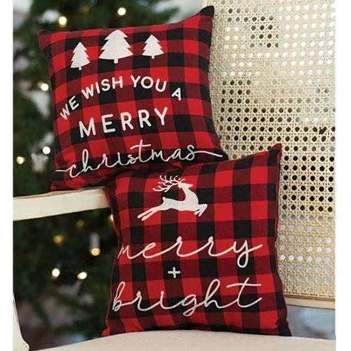 Merry and Bright Buffalo Check Pillow