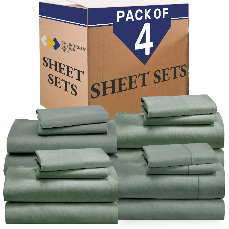 Bulk Pack of 4 Sheet Sets Mixed High Thread Count Open Box Sage Green