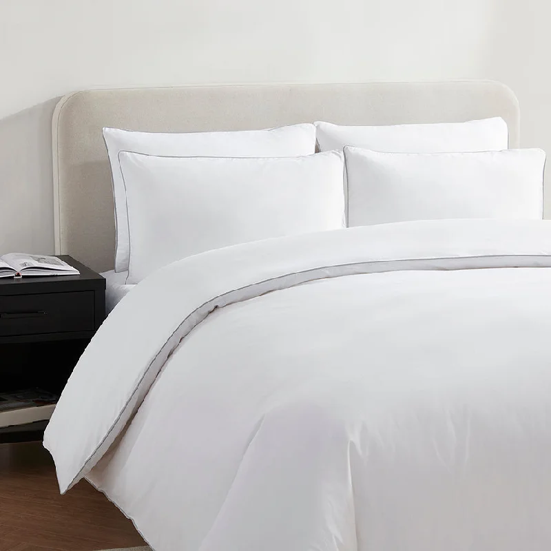 200 Thread Count Cambridge Duvet Cover Cotton - White/Gray