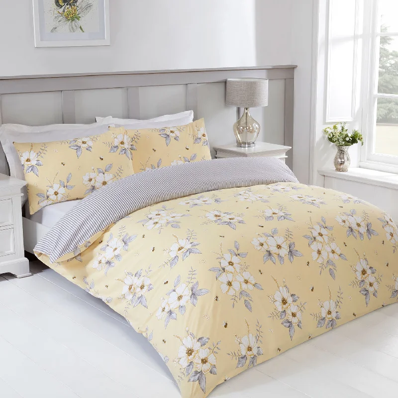 Flower Bee Lemon Reversible Duvet Set