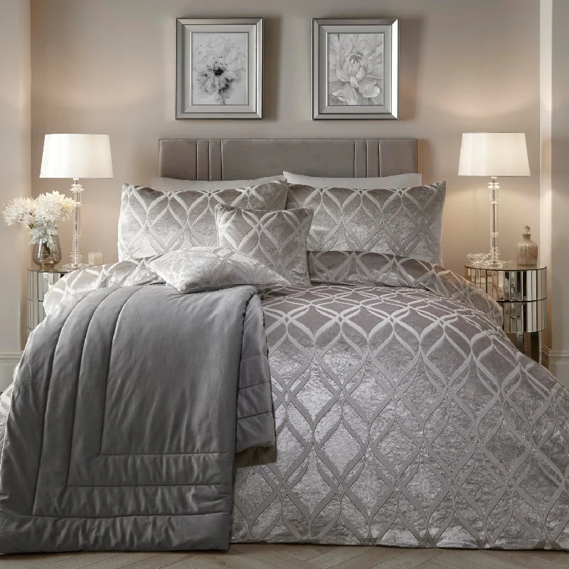 Belfort Silver Grey Velvet Duvet Set