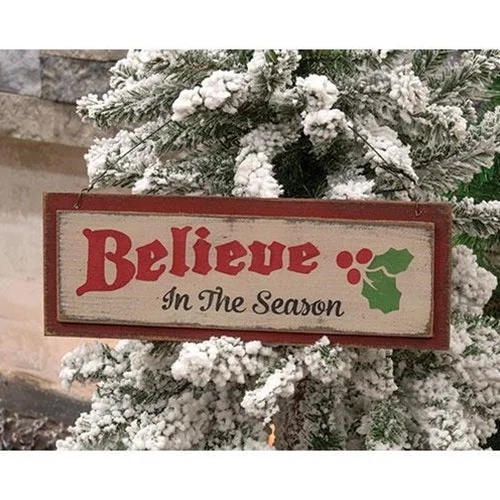 Believe in the Season Distressed Wooden Layered Sign