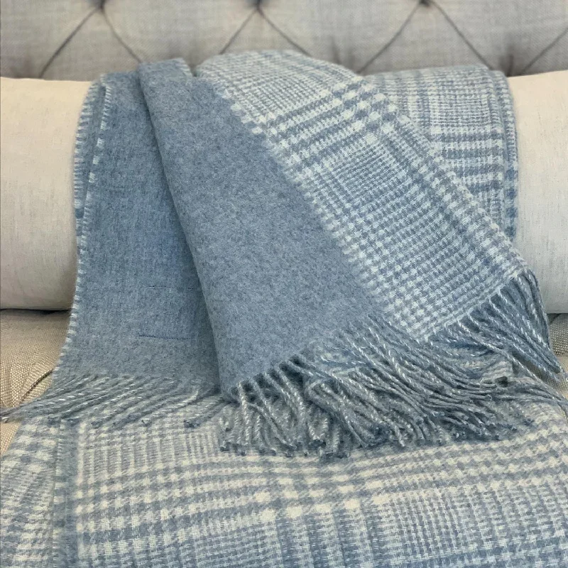 Blue plaid reversible Alpaca Throw