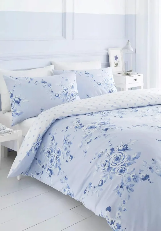 Catherine Lansfield Canterbury Cornflower Double Duvet Cover, Cornblue