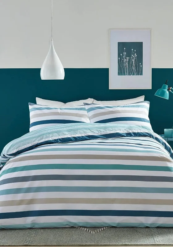 Fusion Carlston Stripe Duvet Cover Set, Teal