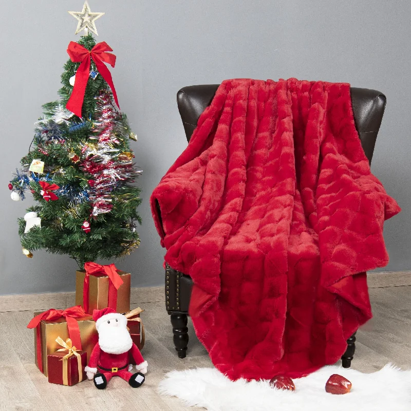 Christmas jacquard imitative rabbit fauxfur throw 50"x60"