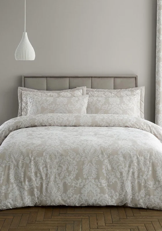 Catherine Lansfield Classic Damask Duvet Cover, Natural