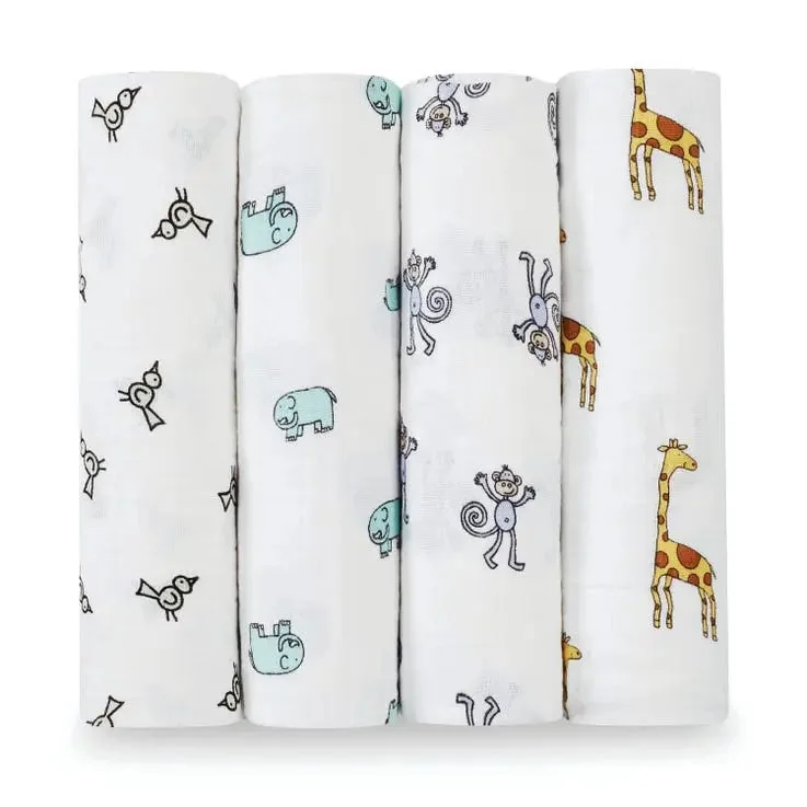 Cotton muslin 4-pack "jungle jam"