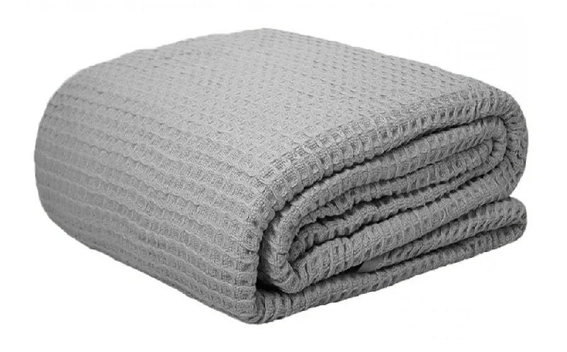 Egyptian Cotton Waffle Blanket Silver