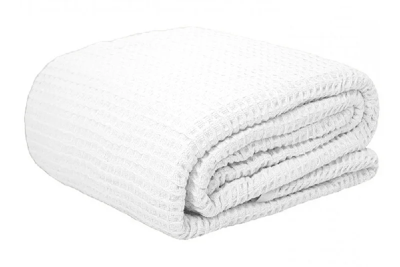 Egyptian Cotton Waffle Blanket White