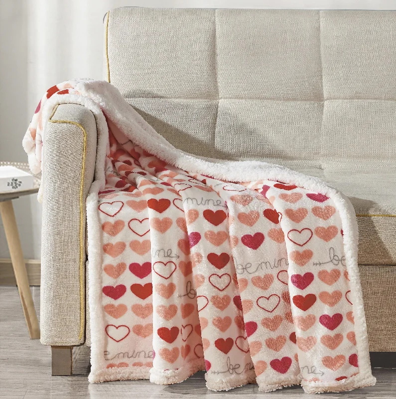 Elegant Comfort 50" x 60" Valentine Inspired Sherpa Back Throw