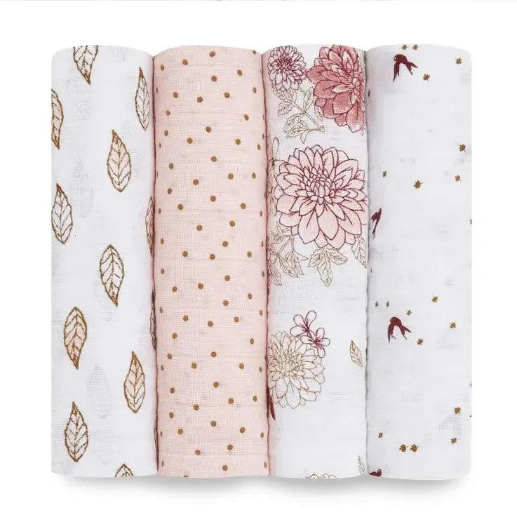 Cotton muslin 4-pack "dahilas"