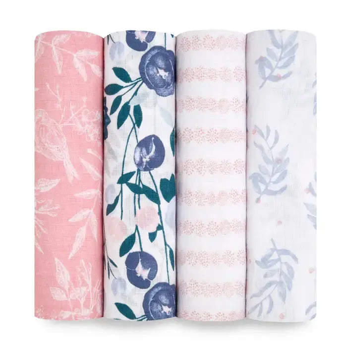 Cotton muslin 4-pack "Flowers Bloom "