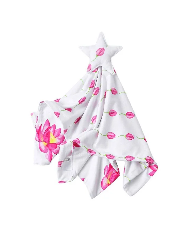 Cotton Muslin Lovey Security Blanket With Plush Toy In Lotus (Magical Lotus + Flower Bud)