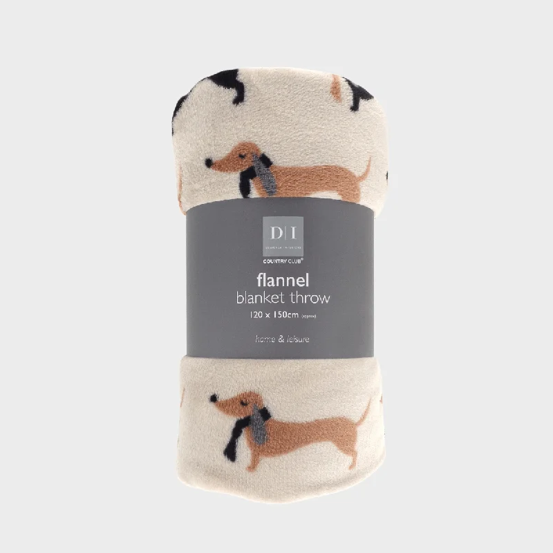 Dachsund Flannel Throw 120 x 150cm