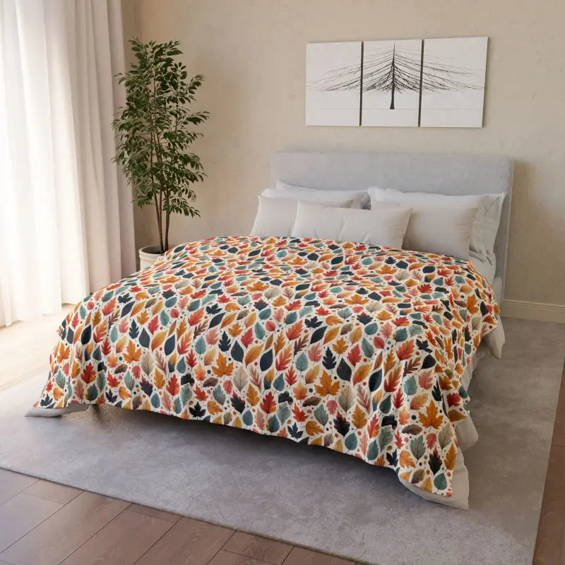 Cozy Up with our Soft Polyester Fall Leaves Pattern Blanket