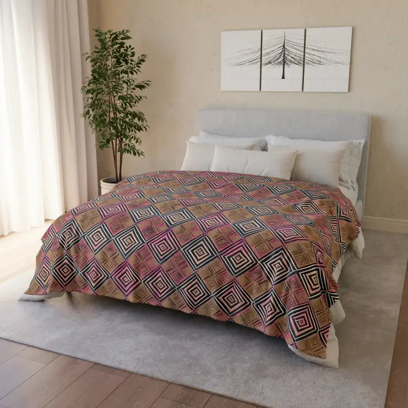 Luxurious Soft Polyester Blanket with Geometric Pattern