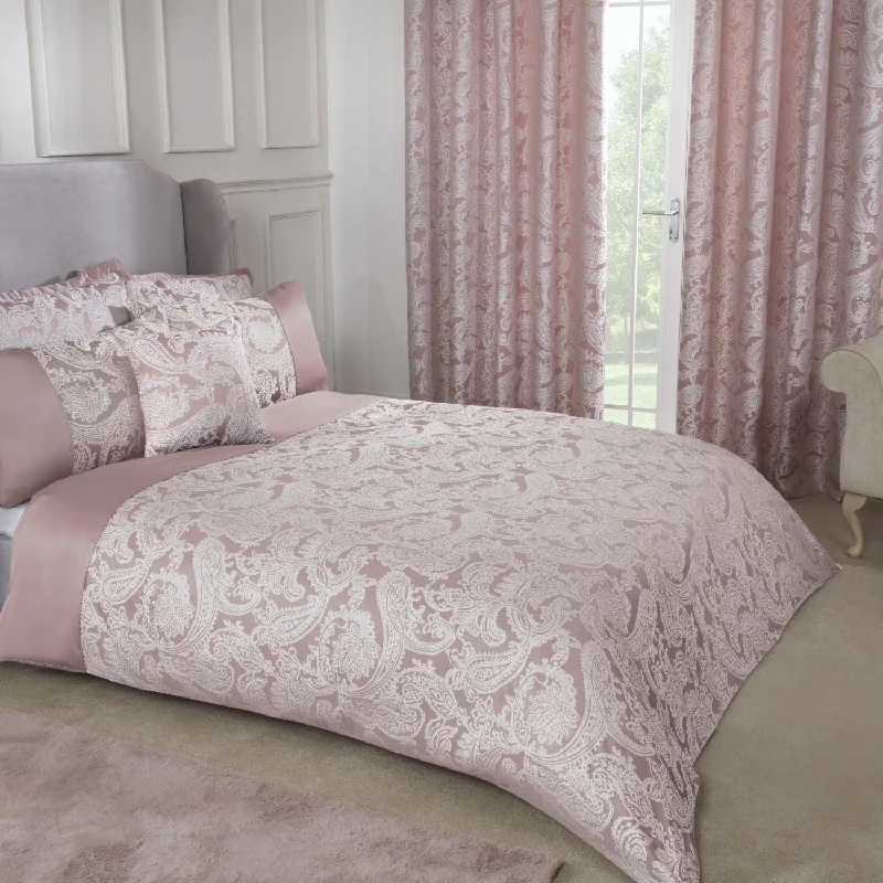 Duchess Blush Pink Embellished Jacquard Duvet Set