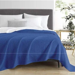 Egyptian Cotton Waffle Blanket Royal Blue