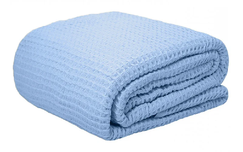 Egyptian Cotton Waffle Blanket Sky Blue