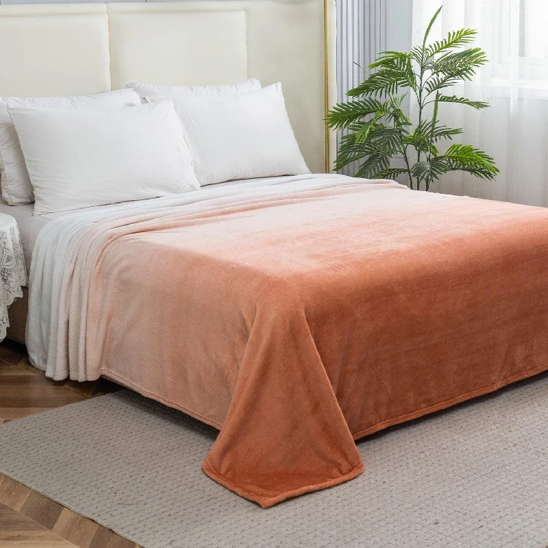 Elegant Comfort Ombre Printed Velour Fleece Blanket - Velvety Feel