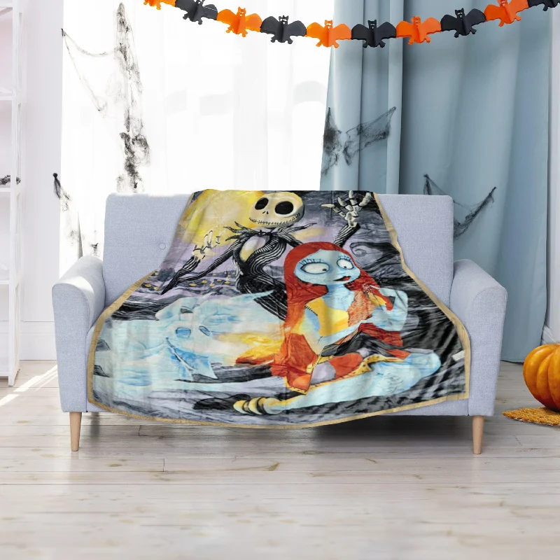 Elegant Comfort Nightmare Before Christmas Printed Reversible Blanket Oversized Couch -  Queen Blanket