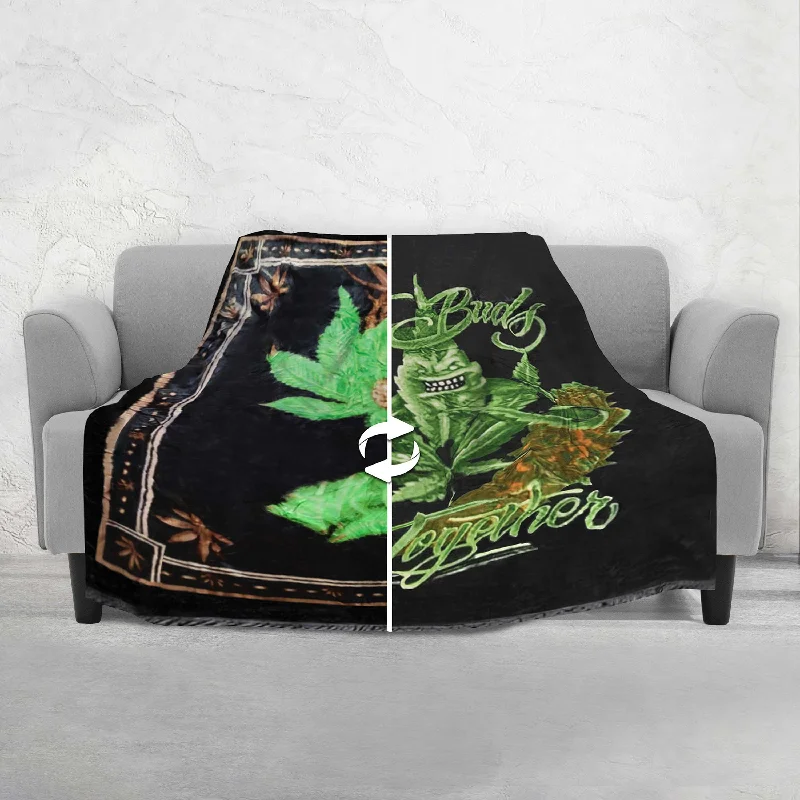 Elegant Comfort Marijuana Printed Reversible Blanket Oversized Couch -  Queen Blanket