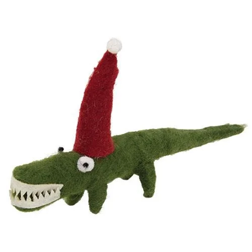 Felted Alligator Ornament