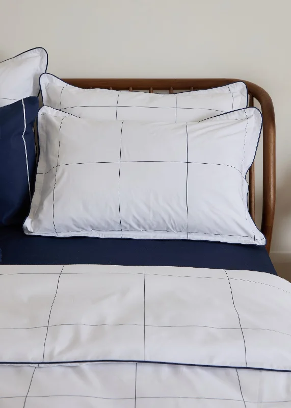 Foxford Navy Windowpane Oxford Pillowcase