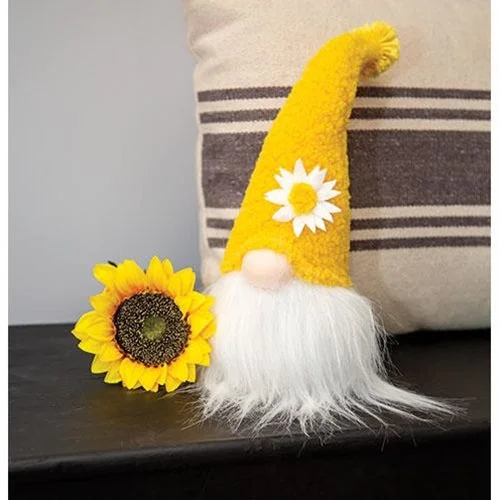 Fuzzy Yellow Flower Gnome 13"