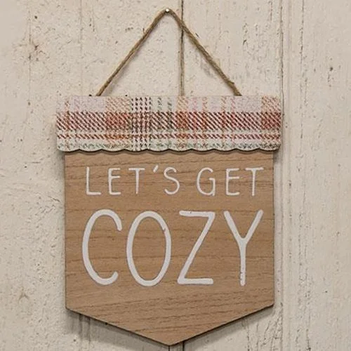 Get Cozy Plaid Wood Sign