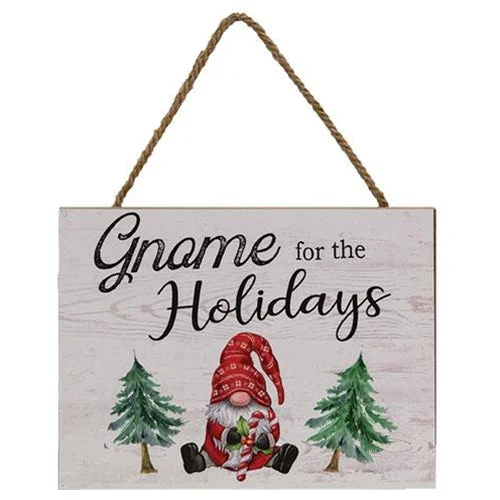 Gnome For The Holidays Wooden Sign