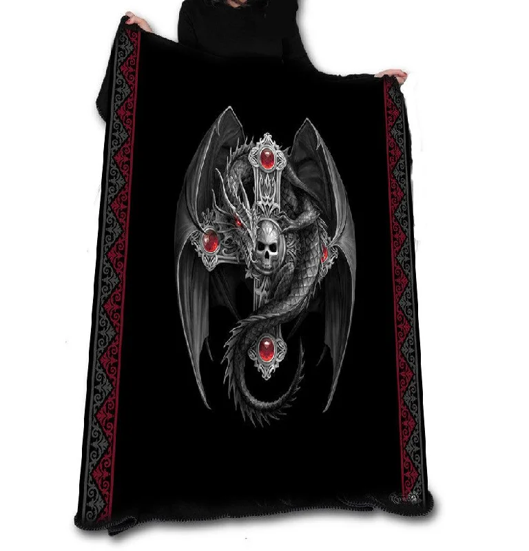 Wild Star - GOTHIC DRAGON Fleece Blanket / Throw / Tapestry  by ANNE STOKES